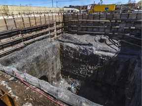 MONTREAL, QUE.: MAY 8, 2018 -- The Societe de transport de Montreal (STM) is currently building an underground garage at the Cote-Vertu station on the Metro's orange line. The construction, in Montreal, on Tuesday, May 8, 2018, is expected to be finished in 20121 at a cost of 330 million dollars.