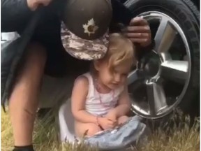 Canadiens goaltender Carey Price helps his two-year-old daughter, Liv, with potty training.