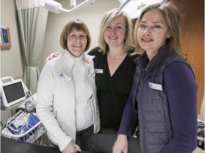 NOVA Hudson nurses (from right) Brenda Lapierre, Wanda McElheron and executive director Judy Tellier at the Hudson medical centre last Friday.