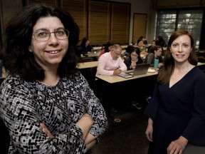 Doina Precup, left, a McGill professor and the head of Google-affiliated Deepmind's Montreal office, along with Angelique Mannella, a former senior McGill official are launching a new program in Montreal as part of an initiative called AI4Good.