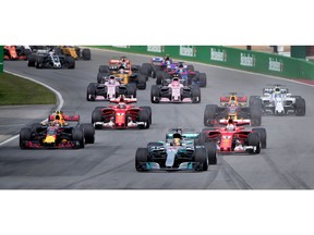 Lewis Hamilton of Mercedes Petronas leads the pack off the starting grid of Canadian Formula 1 Grand Prix at Circuit Gilles Villeneuve in Montreal on Sunday, June 11, 2017. Hamilton went on to win the race.