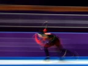 Kali Christ of Regina competes during the women's 1,500-metre long-track speed skating final at the PyeongChang 2018 Winter Olympic Games.