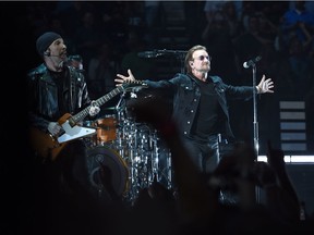 The Edge and Bono in Nashville on May 26. U2 has gone from drinking milk during a pre-show interview at Club Montreal in 1981 to rehearsing for this year's Experience + Innocence tour at Laval’s Place Bell.