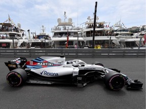 Lance Stroll steers his Williams during practice for the Monaco Grand Prix.