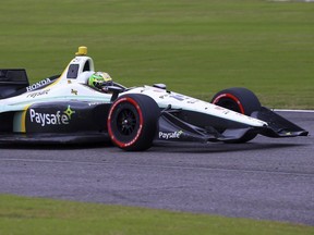 IndyCar driver Zachary Claman De Melo of Montreal drives down the backstretch during the Honda Indy Grand Prix of Alabama auto race at Barber Motorsports Park, Monday, April 23, 2018, in Birmingham, Ala.