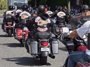 Quebec members of the Hell's Angels motorcycle gang in an undated file photo.