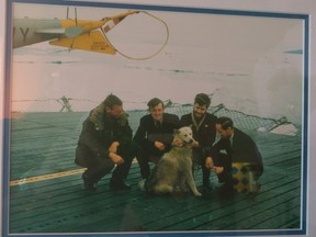 Ian Jackson, second from right, is seen with three other graduate students at Lake Hazen in the Arctic in 1957.