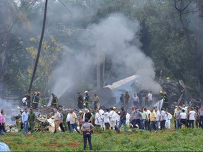 Picture taken at the scene of the accident after a Cubana de Aviacion aircraft crashed after taking off from Havana's Jose Marti airport on Friday, May 18, 2018.