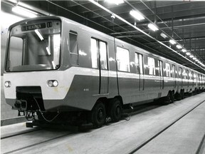 Published Nov. 13, 1965 with cutline: Metro's shining new rubber-tired cars for use in Montreal's subway system.