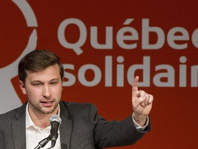 “One new MNA per election campaign is no longer sufficient," says Québec solidaire's Gabriel Nadeau-Dubois (pictured in 2017). "We have to grow faster and move beyond Montreal.”