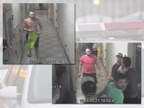 Video images show Tarik Biji, who accused in the death of Michel Barrette. In the lower image, the man in the baseball cap is his co-accused, Jason Cote.