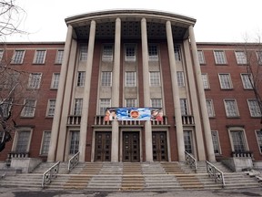 The English Montreal School Board building on Fielding Ave. in N.D.G.: "By most measures, English school boards, despite limited resources, are performing exceptionally well. Our graduation rate last year across the province was 85 per cent, with my school board leading the way at close to 89 per cent," EMSB Chairman Angela Mancini writes.