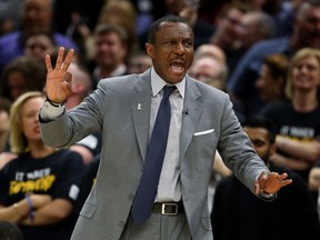 In this May 5 file photo, Dwane Casey coaches the Toronto Raptors in Game 3 of the second round against the Cleveland Cavaliers.