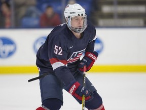 Montreal native Bode Wilde had 12 goals and 29 assists in 62 games with the U.S. National Team Development Program and helped the U.S. win a silver medal at the 2018 world under-18 championship.