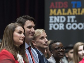 Melinda Gates, Prime Minister Justin Trudeau attend an AIDS and malarian prevention event in 2016. Next to them are Mark Dybul, executive director of Global Fund to Fight AIDS, and Loyce Maturu.