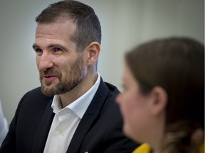 Tommaso Volpe, director of Infiniti global motorsport and performance projects, speaks with participants of the Infiniti Engineering Academy at Spinelli Infiniti in Pointe-Claire Wednesday, June 6, 2018.