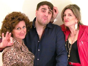 Actors, Sylvia Mauri, pictured left, Adam Recine and Susan Corbett ham it up. The three appear in playwright Irene Saharov's comedy Love Potion, which opens a the Montreal Fringe Festival, June 7.