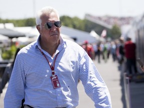 Lawrence Stroll enters Circuit Gilles Villeneuve pits during practice for the Canadian Grand Prix in Montreal on Friday June 8, 2018.