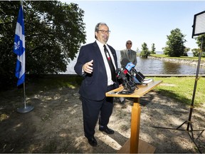 Geoff Kelley is pictured here announcing his retirement from provincial politics in Beaconsfield on June 11, 2018.