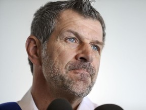 Montreal Canadiens general manager Marc Bergevin meets reporters to talk about the Alex Galchenyuk for Max Domi trade in Montreal Saturday June 16, 2018.