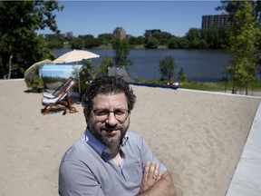 Ziad Haddad is the designer behind the new Verdun beach. He is seen at the beach before a conference for urban planners in Montreal on Thursday June 21, 2018.