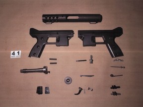 A Tec-9 pistol recovered at Perfection Métal.