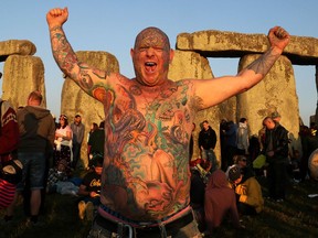 Mad Alan celebrates the 2014 summer solstice at Stonehenge.