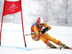 Genevieve Simard of Canada competing in the 2006 Turin Winter Olympic Games on February 24, 2006 in Sestriere Colle, Italy.