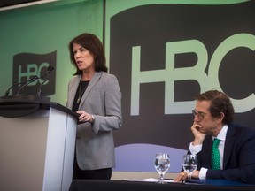 Helena Foulkes and Richard Baker at HBC's annual meeting.