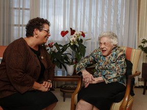 Barbara Whitley, right, with Nancy Sweer, Head of School at The Study, in January 2013.