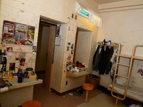 A photo of cell 203 at the Montreal Detention Centre where Michel Barrette was beaten to death.