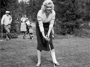 Marilyn Monroe golfing at the Banff Springs Hotel in 1953. Postmedia archives; photo courtesy Fairmont Hotels & Resorts.