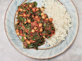 Spinach, Tomato and Chickpea Curry from Fresh India, by British food writer Meera Sodha (Flatiron Books/Raincoast, $45.50).