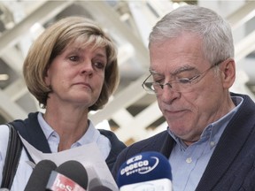 Alexandre Bissonnette's parents, Manon Marchand and Raymond Bissonnette read a statement June 21, 2018, in Quebec City.