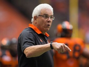 B.C. Lions' head coach Wally Buono gestures on the sideline during the second half of a CFL football game against the Saskatchewan Roughriders in Vancouver, B.C., on Saturday August 5, 2017. The Lions (5-3) know they will need to be a whole lot better from start to finish when they host the well-rested and high-powered Calgary Stampeders (5-1-1) on Friday night.