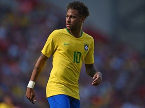 Brazil's striker Neymar is pictured during the International friendly football match between Brazil and Croatia at Anfield in Liverpool on June 3, 2018