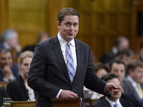 Conservative Leader Andrew Scheer rises during Question Period in the House of Commons on Parliament Hill in Ottawa on Monday, June 18, 2018.