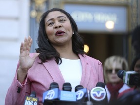 London Breed speaks to reporters outside of City Hall Wednesday, June 13, 2018 in San Francisco.