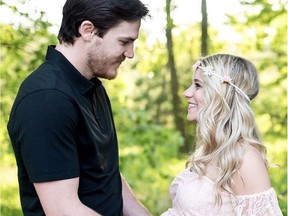 Andrew Shaw poses for maternity photo with his pregnant wife, Chaunette Boulerice. Twitter photo
