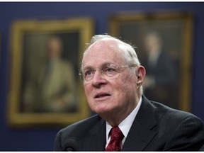 In this March 23, 2015, file photo, Supreme Court Associate Justice Anthony Kennedy testifies before a House Committee on Appropriations Subcommittee on Financial Services hearing on Capitol Hill in Washington. The 81-year-old Kennedy said Tuesday, June 27, 2018, that he is retiring after more than 30 years on the court.