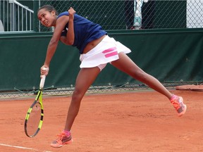 Canadian Leylah Annie Fernandez in action at the French Open.