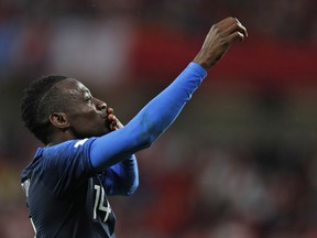 France's Blaise Matuidi jubilates at the end of the group C match between France and Peru at the 2018 soccer World Cup in the Yekaterinburg Arena in Yekaterinburg, Russia, Thursday, June 21, 2018.