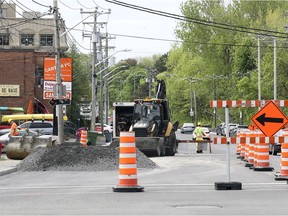 Construction work on Cartier Ave. in Pointe-Claire as seen in late May.