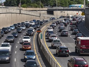 Traffic in the Décarie Expressway trench will get even more congested when the northbound route, at the left, will be down one lane.