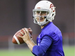 Montreal Alouettes newly-acquired quarterback Johnny Manziel takes part in his first practice with the team after being acquired in a trade from Hamilton, at the Olympic Stadium in Montreal Monday July 23, 2018.