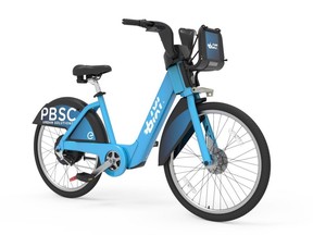 A prototype of Bixi Montréal's new rechargeable electric bikes, 57 of which will be available to use by mid-August.