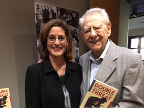 Journalist, professor and former Montrealer Ellin Bessner with Jon Dlusy in Montreal at the launch of her book, Double Threat: Canadian Jews, the Military and WWII.