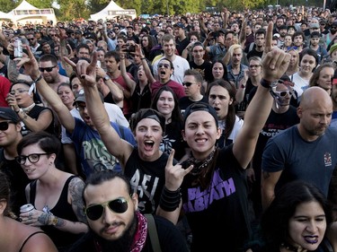 Fans cheer as AFI performs during '77 Montreal in Montreal on Friday July 27, 2018.