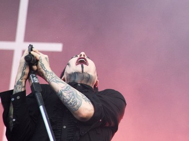 Marilyn Manson  performs at the Heavy Montreal Festival in Montreal, July 28, 2018.