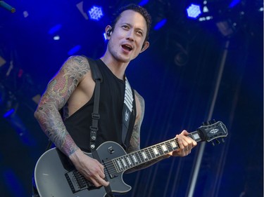 Matt Heafy of Trivium performs during the Heavy Montreal Festival on Sunday, July 29, 2018.